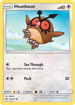 Burning Shadows 106/147 Hoothoot (Reverse Holo)