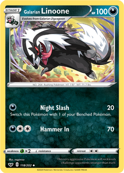 Sword & Shield 118/202 Galarian Linoone (Reverse Holo)