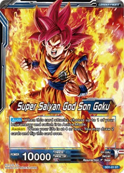 Super Saiyan God Son Goku/SSGSS Son Goku, The Soul Striker (Foil)(SD1-01ST) Dragon Ball Super