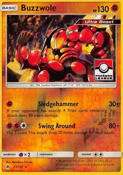 Forbidden Light 077/131 Buzzwole (Reverse Holo Pokemon League Promo)