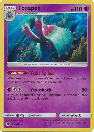 Sun & Moon 063/149 Toxapex (Reverse Holo)