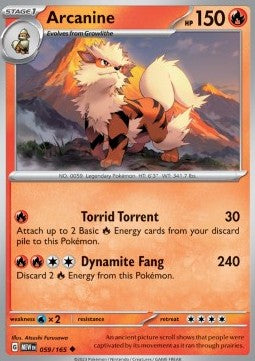 Pokemon 151 059/165 Arcanine (Reverse Holo)