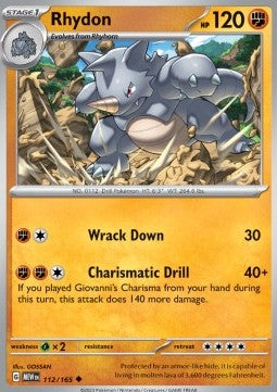 Pokemon 151 112/165 Rhydon (Reverse Holo)