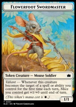 Flowerfoot Swordmaster 0001 Bloomburrow Token