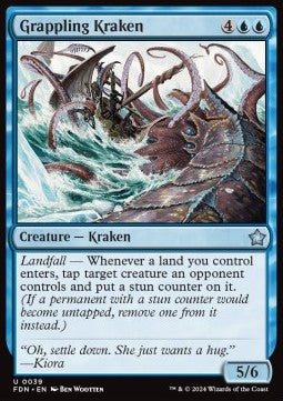 Magic the Gathering Foundations 0039 Grappling Kraken