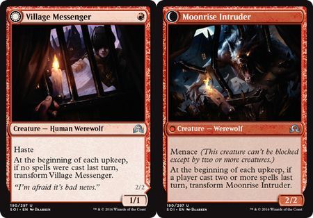 Shadows Over Innistrad 190/297 Village Messenger//Moonrise Intruder