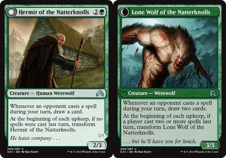 Shadows Over Innistrad 209/297 Hermit of the Natterknolls//Lone Wolf of the Natterknolls