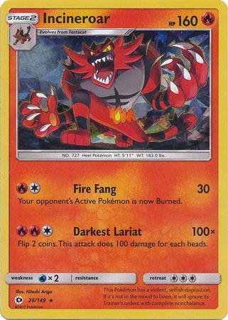 Sun & Moon 026/149 Incineroar (Shatter Holo Theme Deck Exclusive)