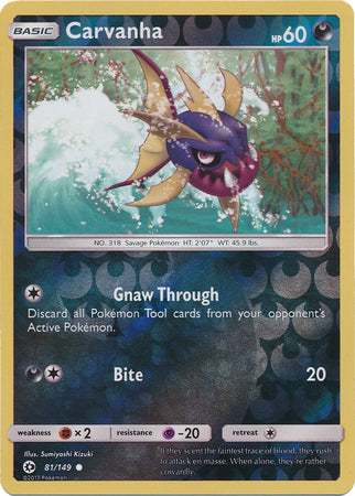 Sun & Moon 081/149 Carvanha (Reverse Holo)