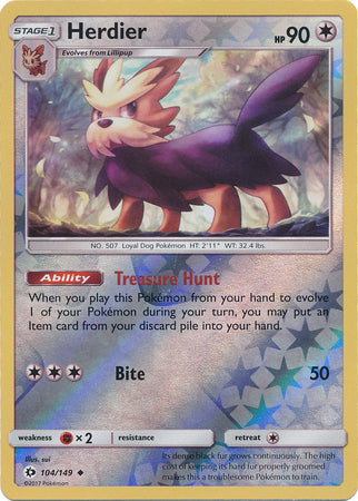 Sun & Moon 104/149 Herdier (Reverse Holo)