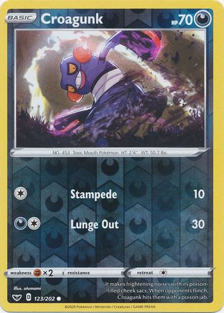 Sword & Shield 123/202 Croagunk (Reverse Holo)