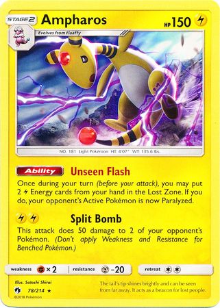 Lost Thunder 078/214 Ampharos (Non-Holo Theme Deck Exclusive)