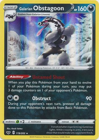 Sword & Shield 119/202 Galarian Obstagoon (Holo)