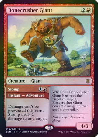 Throne of Eldraine 115/269 Bonecrusher Giant (Silver Stamped Promo)(Foil)