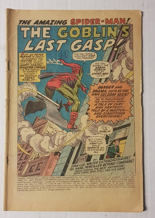 Amazing Spider-man #98 Marvel Comics (1963)(JB)