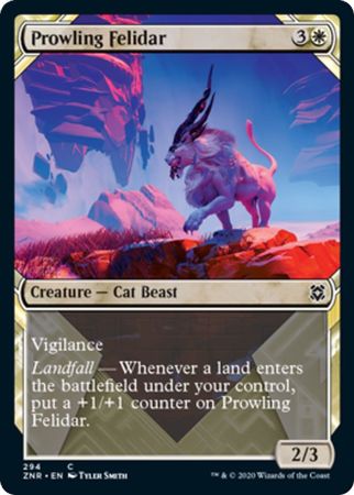 Zendikar Rising 294 Prowling Felidar (Showcase Frame)