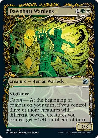 Innistrad: Midnight Hunt 308 Dawnhart Wardens (Showcase Equinox Frame)