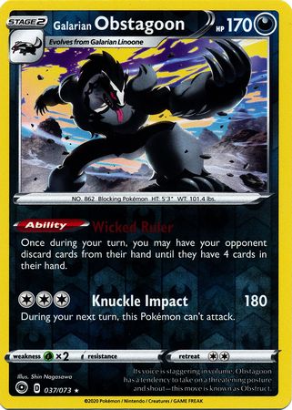 Champion's Path 037/073 Galarian Obstagoon (Reverse Holo)