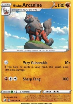 Lost Origin 084/196 Hisuian Arcanine (Reverse Holo)