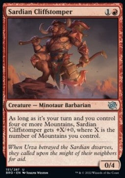 The Brothers' War 383 Sardian Cliffstomper (Foil Promo)