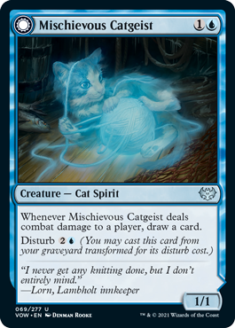 Innistrad: Crimson Vow 069/277 Mischievous Catgeist//Catlike Curiosity