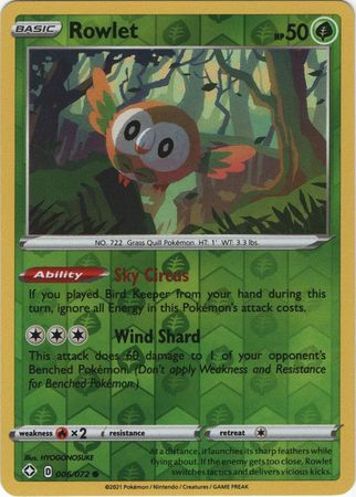 Shining Fates 006/072 Rowlet (Reverse Holo)