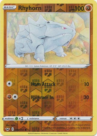 Sword & Shield 096/202 Rhyhorn (Reverse Holo)