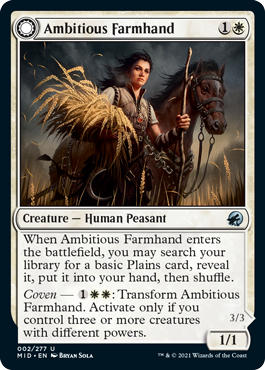 Innistrad: Midnight Hunt 002/277 Ambitious Farmhand//Seasoned Cathar