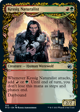 Innistrad: Midnight Hunt 310 Kessig Naturalist//Lord of the Ulvenwald (Showcase Equinox Frame)